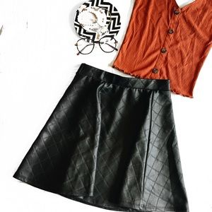 Women’s faux quilted leather skirt